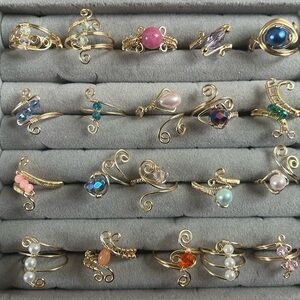 DO NOT BUY Hand Made Elegant Gold Wire Wrapped Rings Set Bundle
